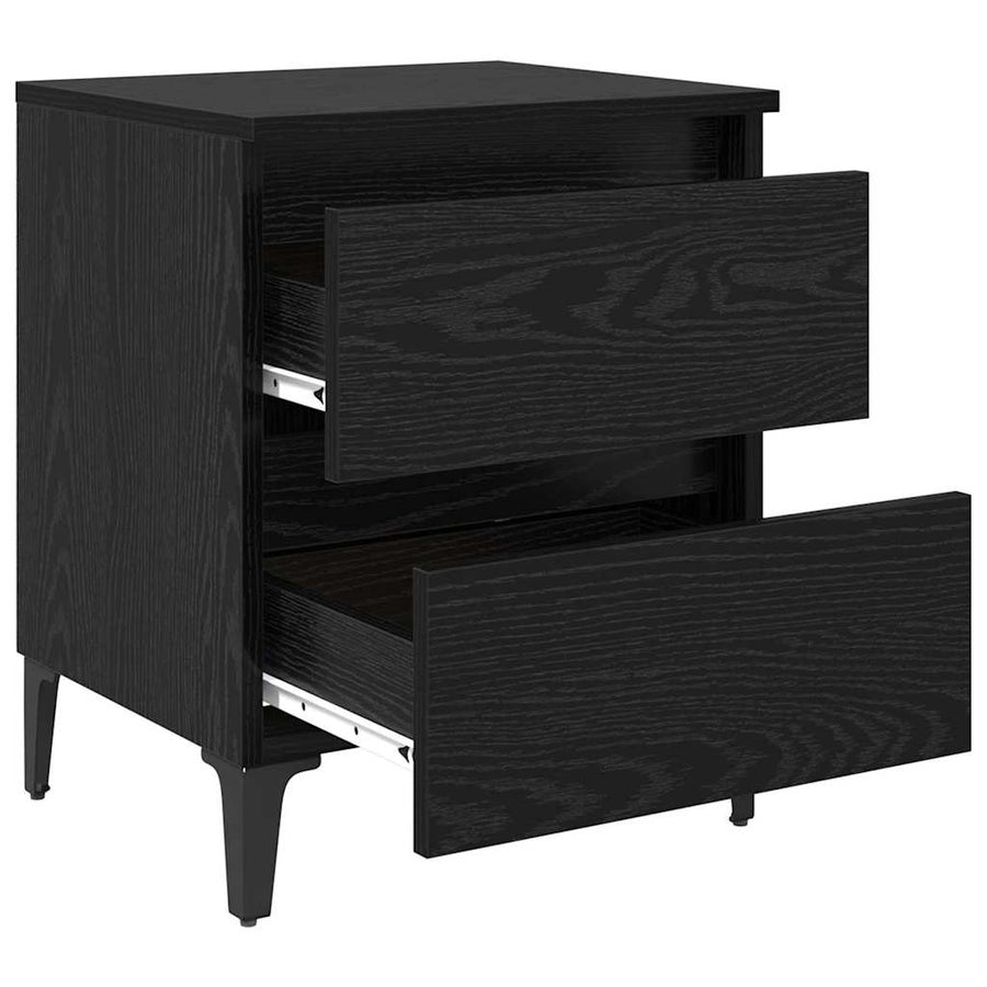 Nachtkastje 2 pcs Zwart eiken 40 x 35 x 50 cm Bewerkt hout