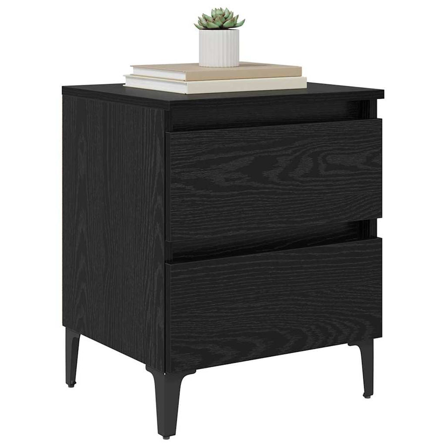 Nachtkastje 2 pcs Zwart eiken 40 x 35 x 50 cm Bewerkt hout