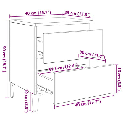 Nachtkastje 2 pcs Zwart eiken 40 x 35 x 50 cm Bewerkt hout