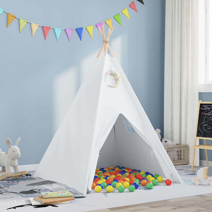 Teepee Tent Wit 120 X 120 X 150 Cm Stof En Plastic Multikleur