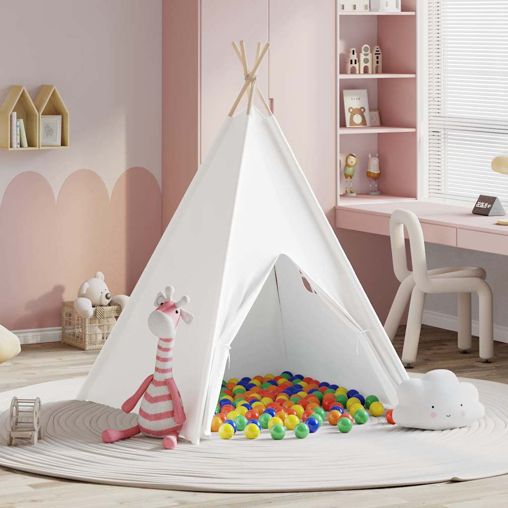 Teepee Tent Wit 120 X 120 X 150 Cm Stof En Plastic Multikleur
