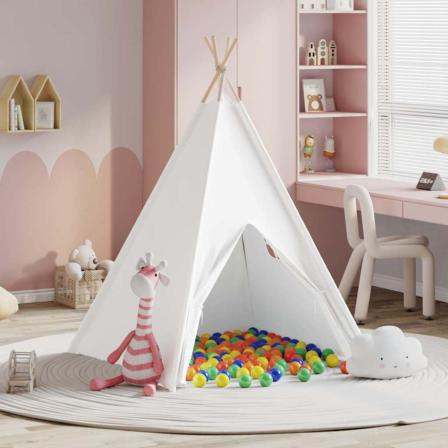 Teepee Tent Wit 120 X 120 X 150 Cm Stof En Plastic Multikleur