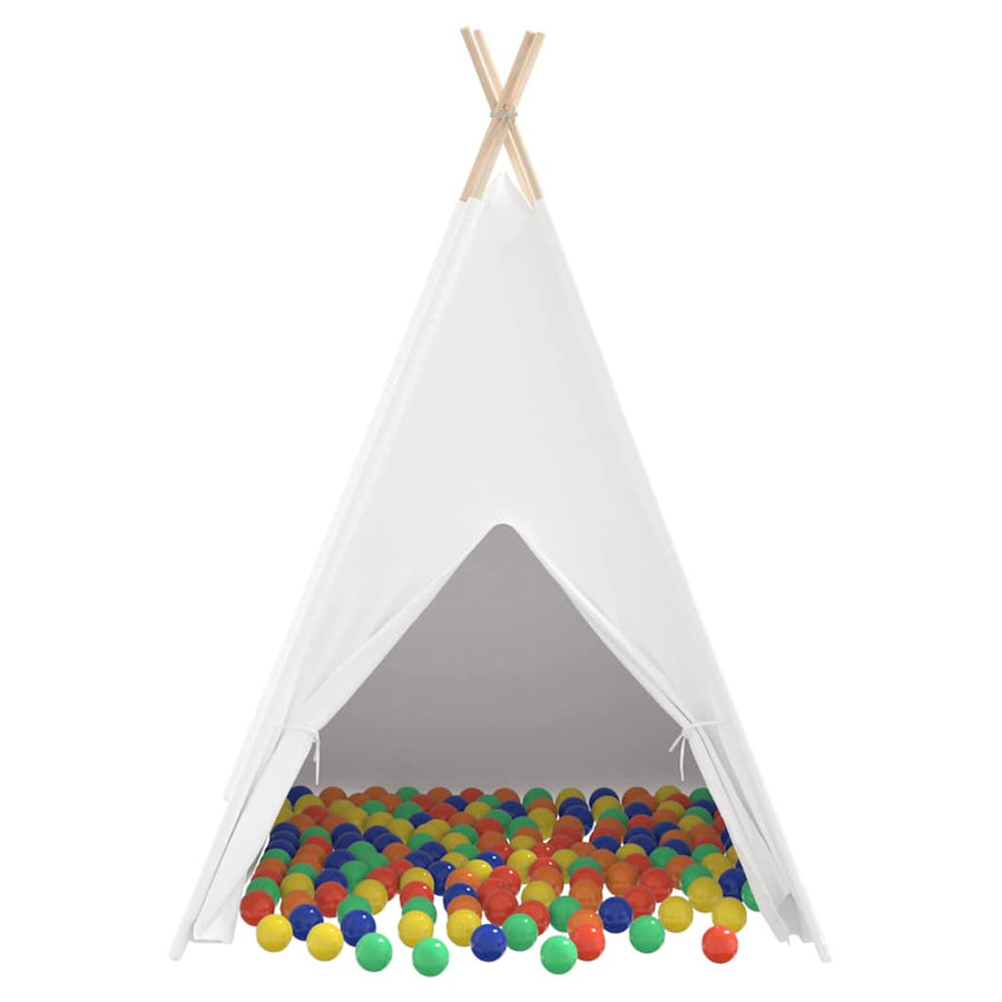 Teepee Tent Wit 120 X 120 X 150 Cm Stof En Plastic Multikleur