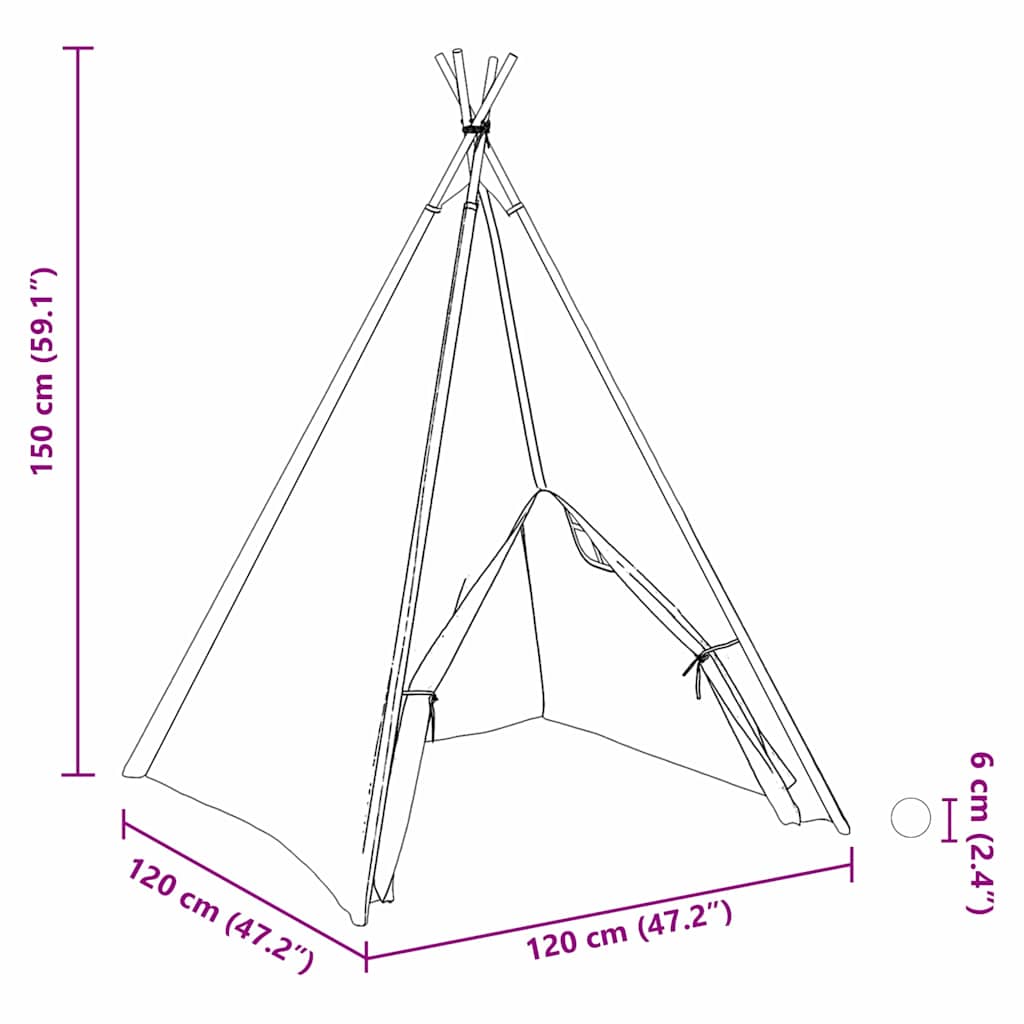 Teepee Tent Wit 120 x 120 x 150 cm Stof en Plastic