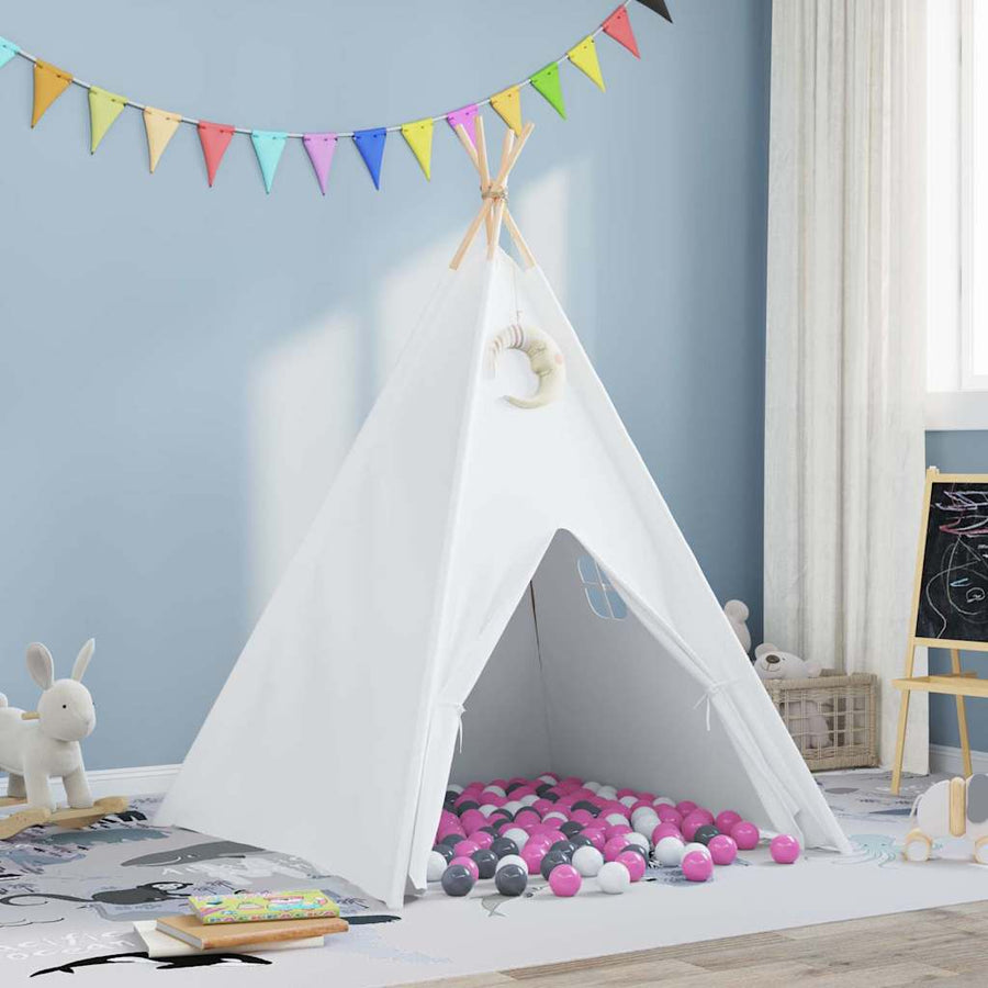 Teepee Tent Wit 120 X 120 X 150 Cm Stof En Plastic Wit/grijs/roze