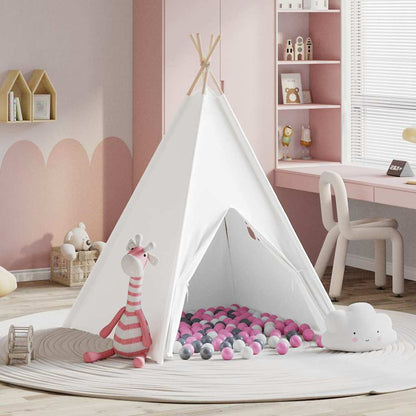 Teepee Tent Wit 120 X 120 X 150 Cm Stof En Plastic Wit/grijs/roze