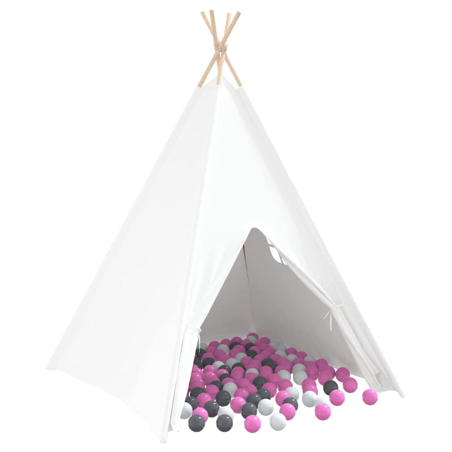 Teepee Tent Wit 120 X 120 X 150 Cm Stof En Plastic Wit/grijs/roze
