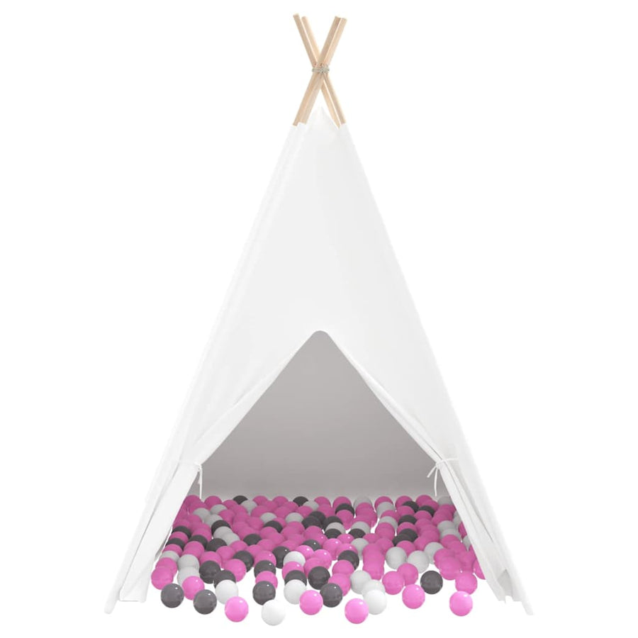 Teepee Tent Wit 120 X 120 X 150 Cm Stof En Plastic Wit/grijs/roze