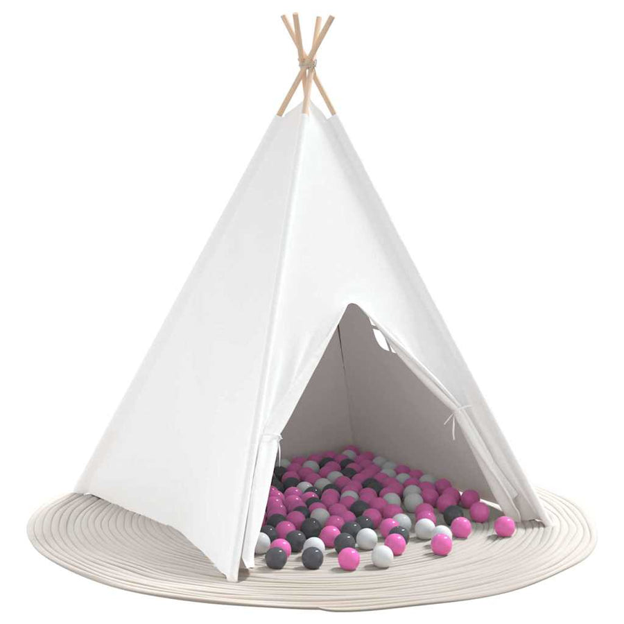 Teepee Tent Wit 120 X 120 X 150 Cm Stof En Plastic Wit/grijs/roze