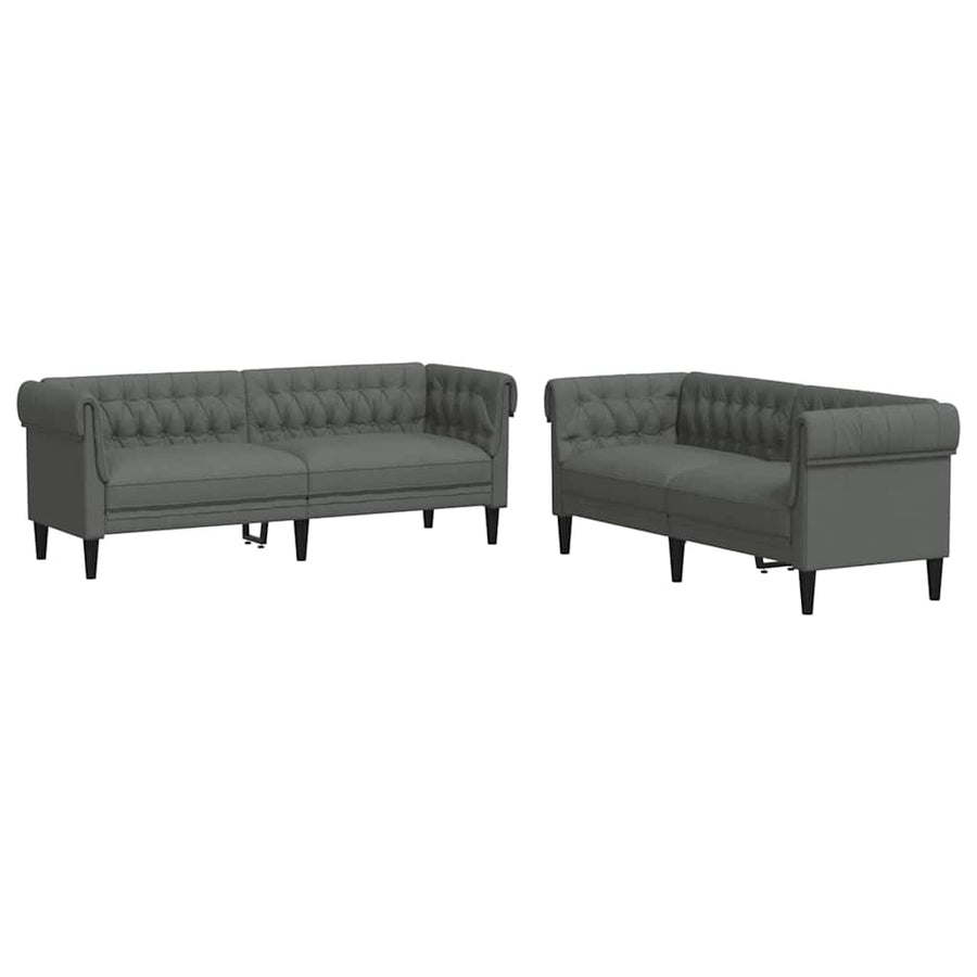 Bankstel 2 pcs Donkergrijs Stof