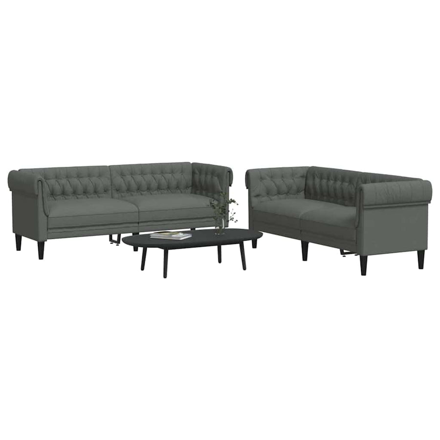 Bankstel 2 pcs Donkergrijs Stof