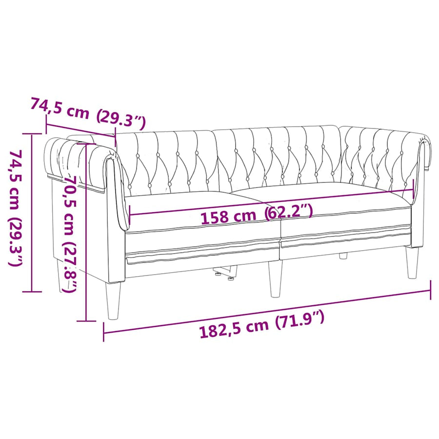 Bankstel 2 pcs Donkergrijs Stof