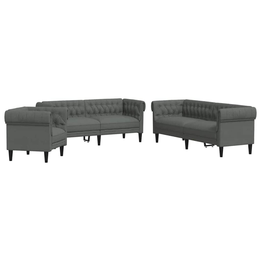 Bankstel 3 pcs Donkergrijs Stof