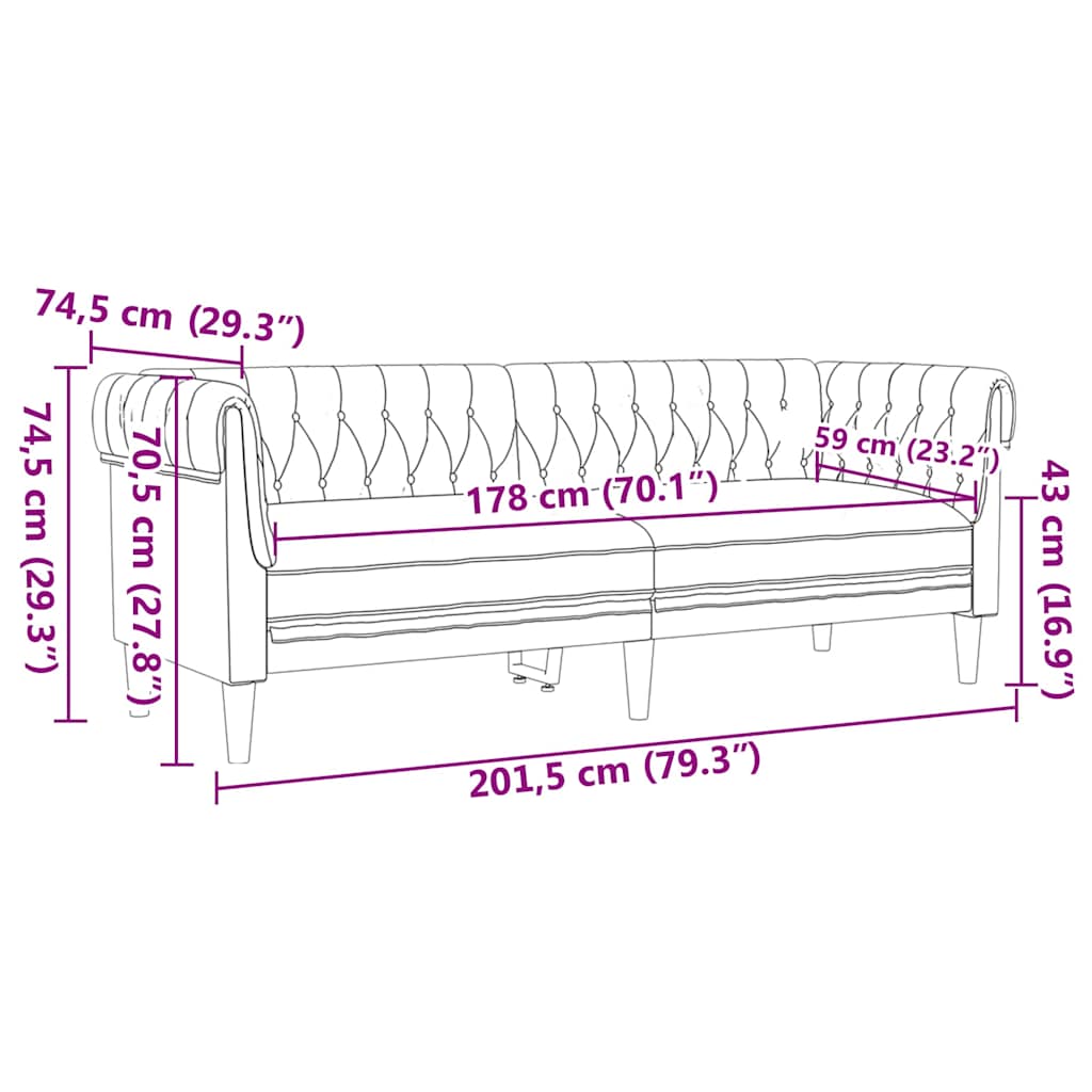 Bankstel 3 pcs Donkergrijs Stof