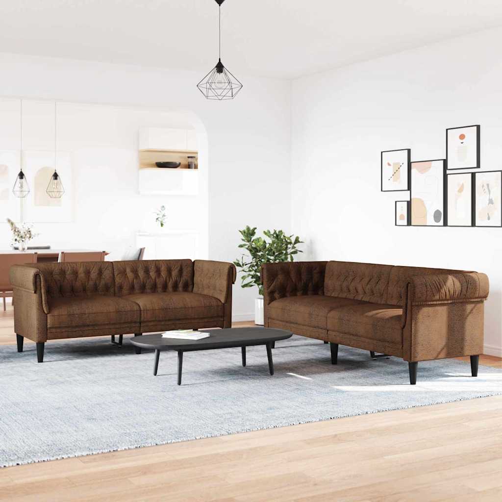 Woonkamer Bank 2 st Bruin Stof