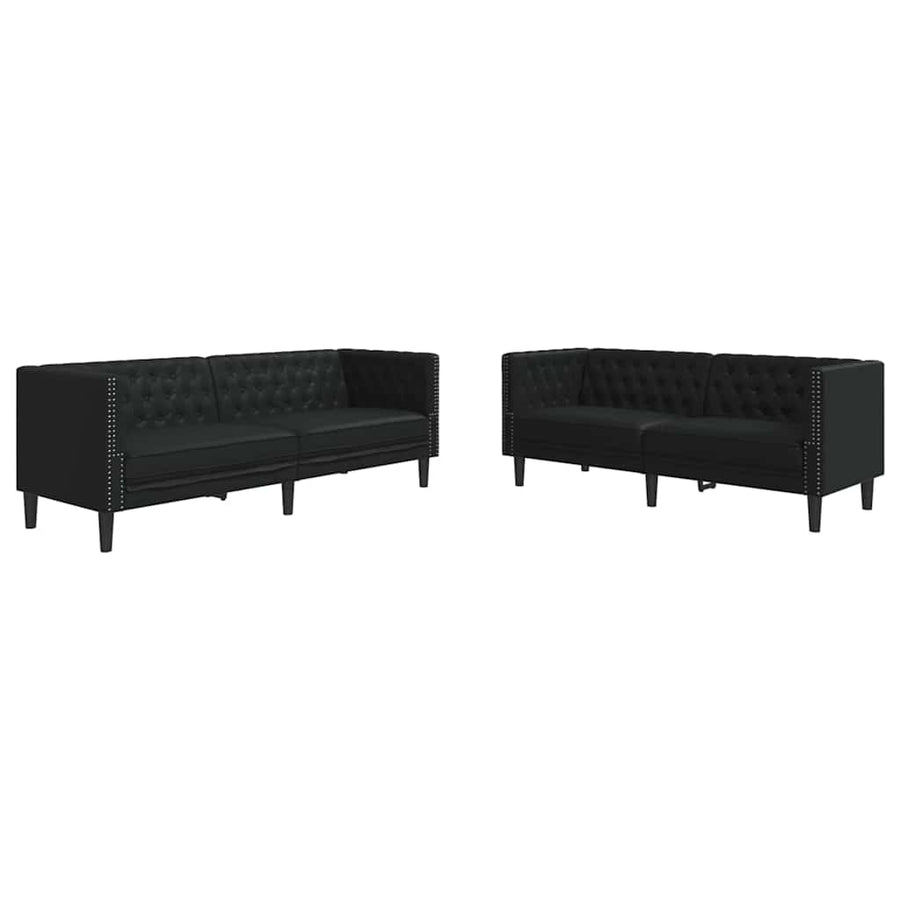 Woonkamer Bank 2 pcs Zwart 194 x 74,5 x 70,5 cm Nep Leer