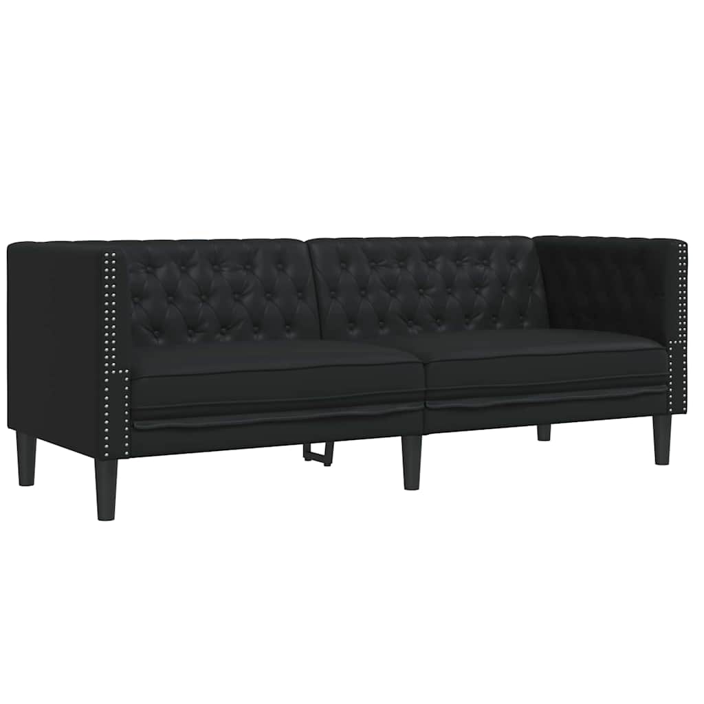 Woonkamer Bank 2 pcs Zwart 194 x 74,5 x 70,5 cm Nep Leer