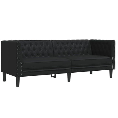 Woonkamer Bank 2 pcs Zwart 194 x 74,5 x 70,5 cm Nep Leer