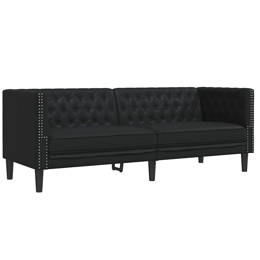 Woonkamer Bank 2 pcs Zwart 194 x 74,5 x 70,5 cm Nep Leer
