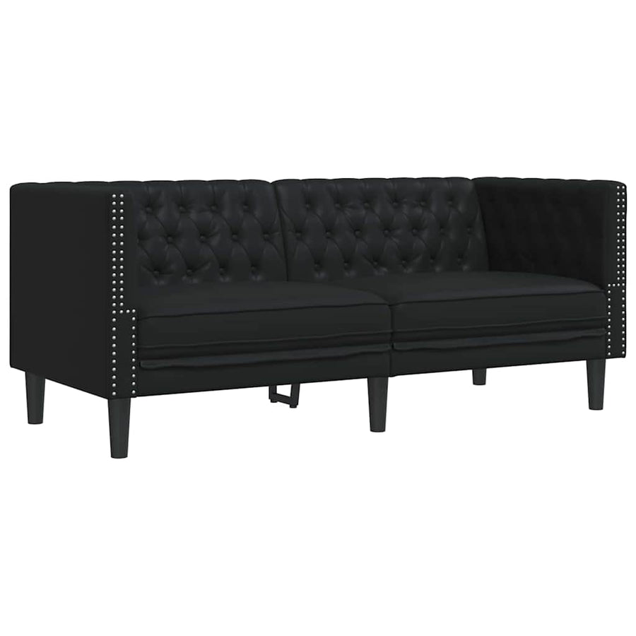 Woonkamer Bank 2 pcs Zwart 194 x 74,5 x 70,5 cm Nep Leer