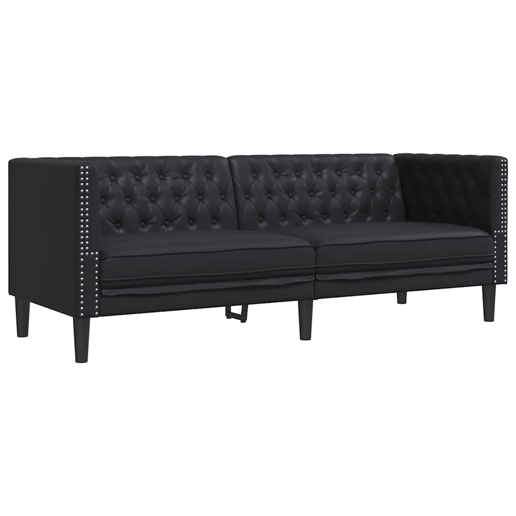 Woonkamer Bank 3 st Zwart Nep Leer
