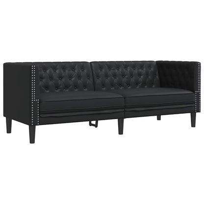 Woonkamer Bank 3 st Zwart Nep Leer