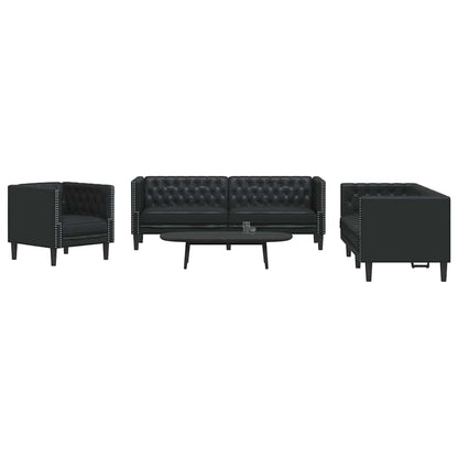 Woonkamer Bank 3 st Zwart Nep Leer