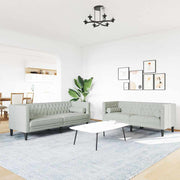 Bankstel lichtgrijs fluweel 194x74,5x70,5 cm