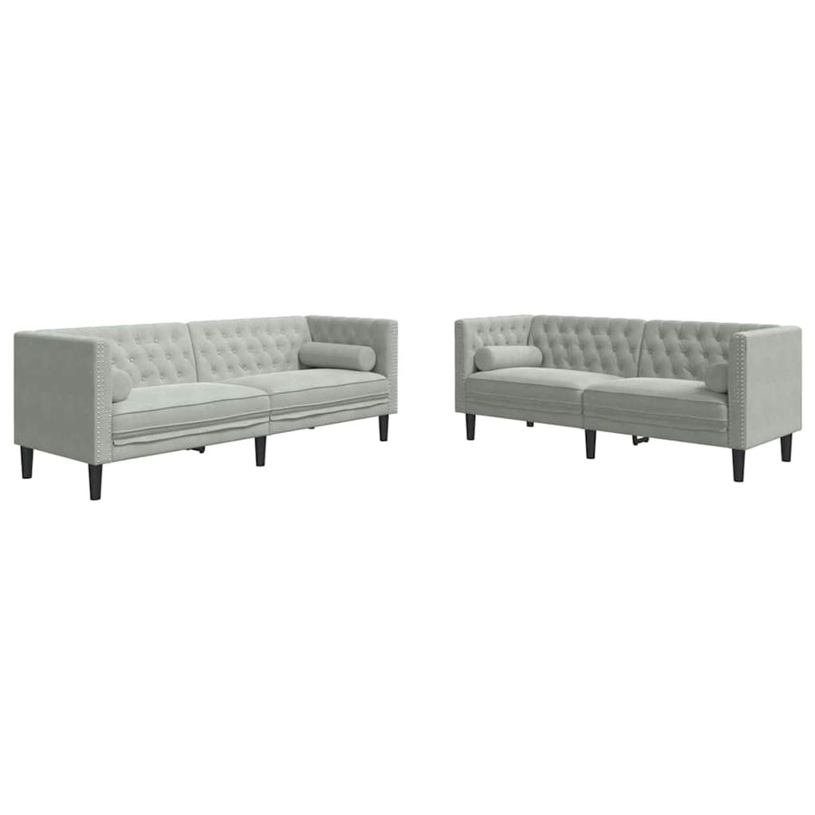 Bankstel 2 pcs Lichtgrijs Fluweel