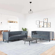 Bankstel 2 delen donkergrijs 194x74,5x70,5 cm fluweel