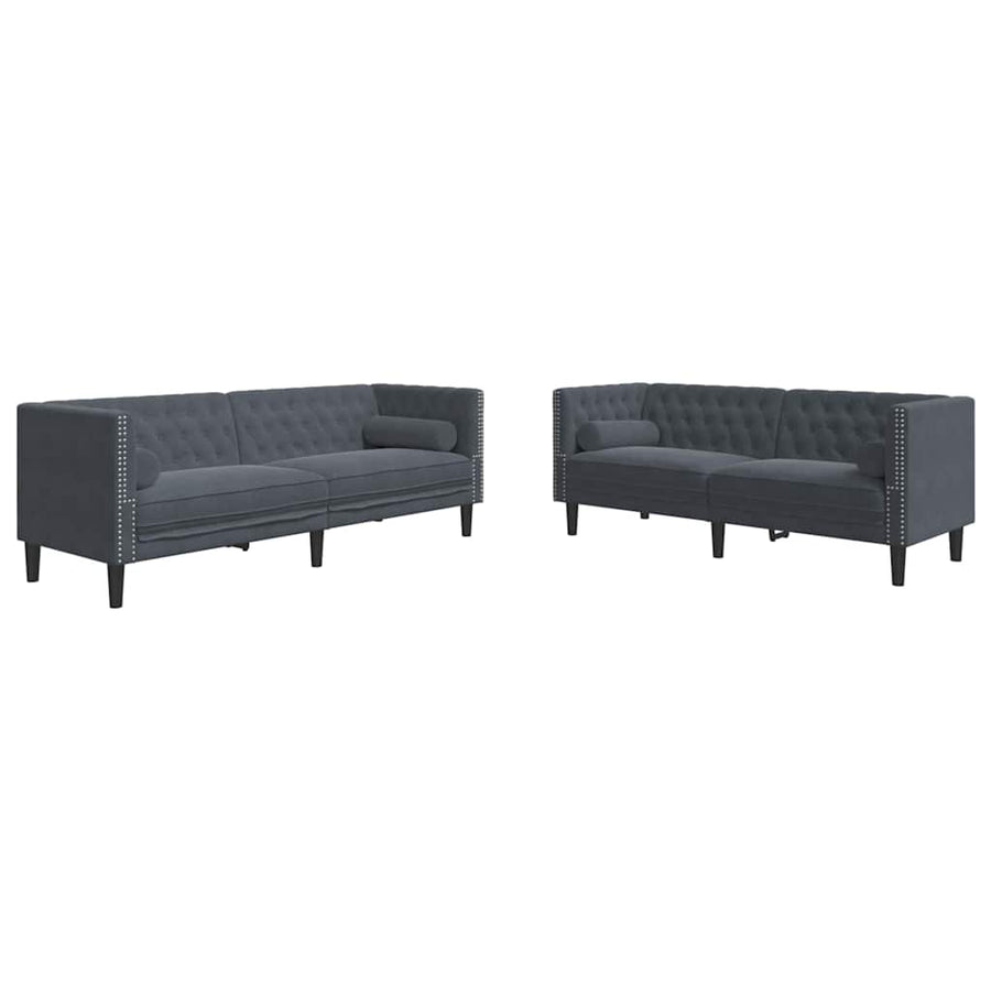 Bankstel 2 pcs Donkergrijs Fluweel