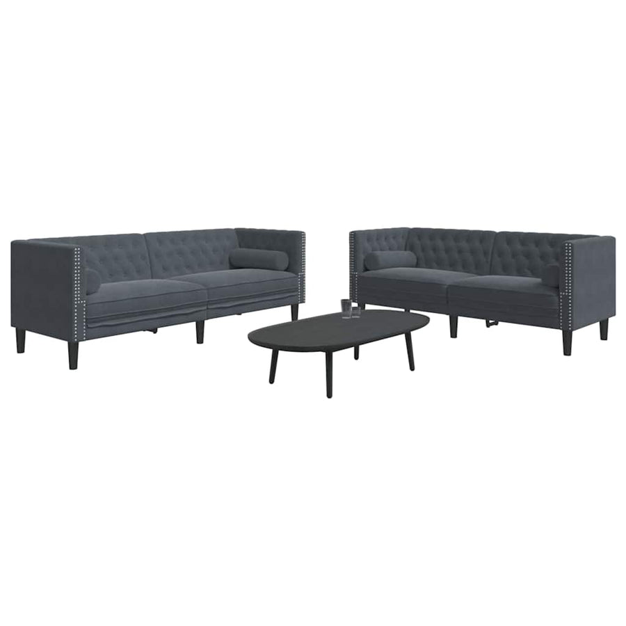 Bankstel 2 pcs Donkergrijs Fluweel