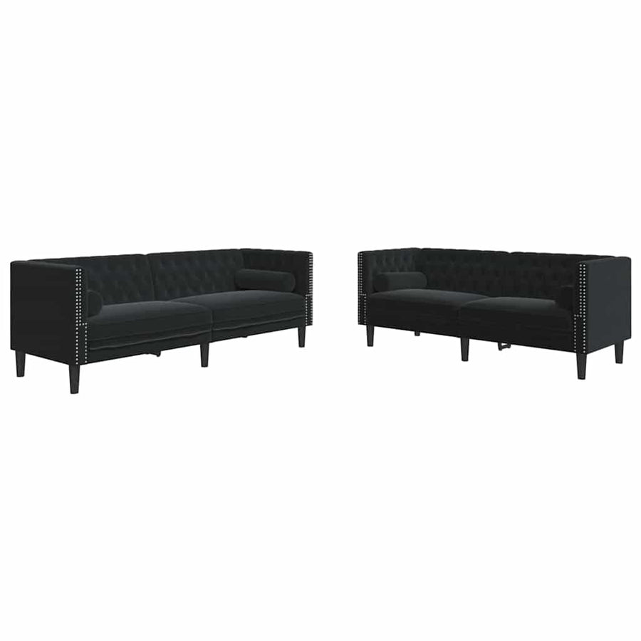 Bankstel 2 pcs Zwart Fluweel