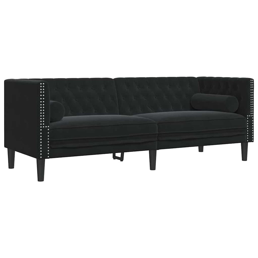 Bankstel 2 pcs Zwart Fluweel