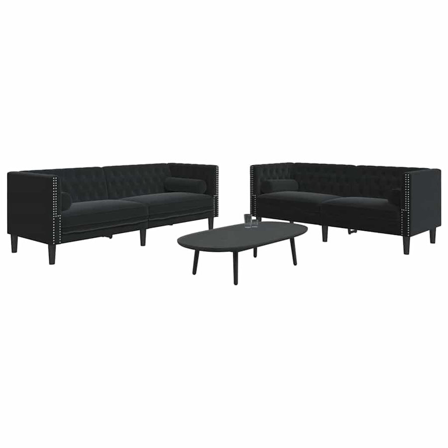 Bankstel 2 pcs Zwart Fluweel
