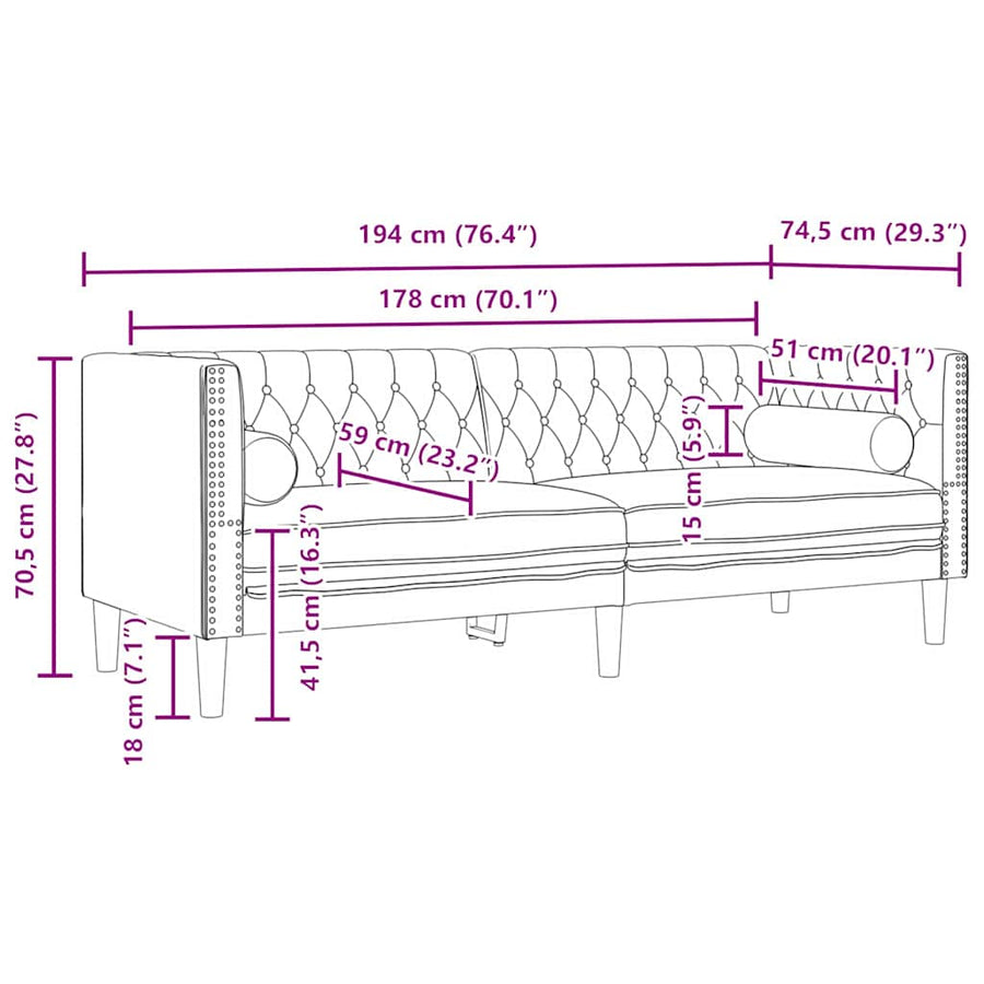Bankstel 3 pcs Lichtgrijs Fluweel