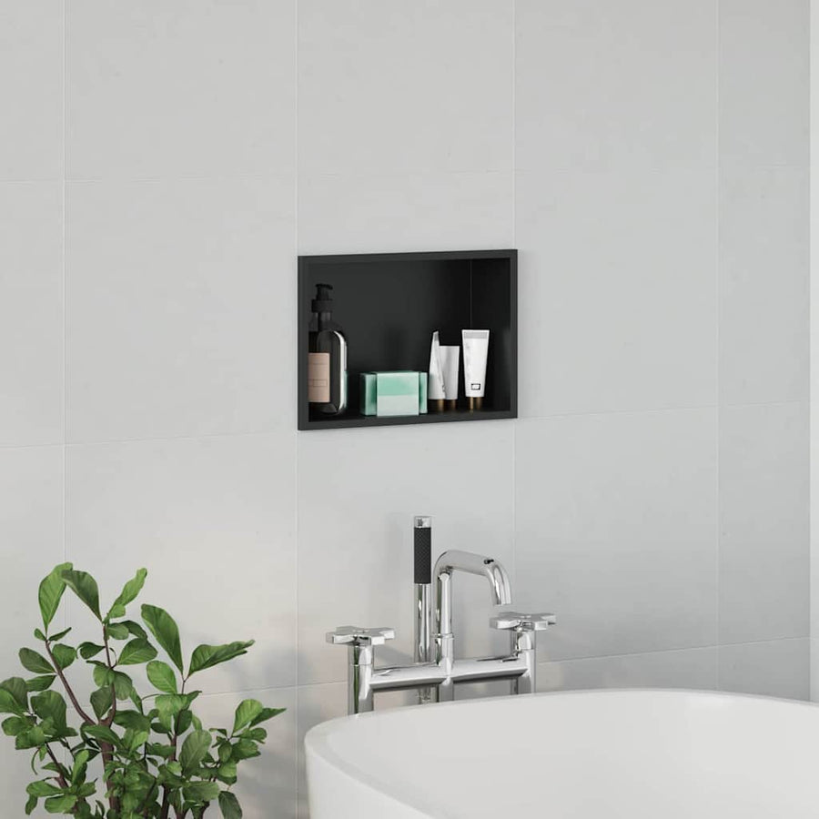 Douche Niche Zwart 30 x 20 x 9.5 cm Roestvrij staal