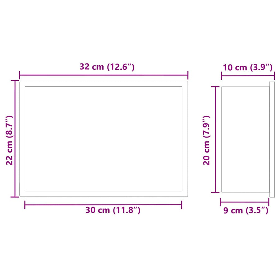 Douche Niche Zwart 30 x 20 x 9.5 cm Roestvrij staal