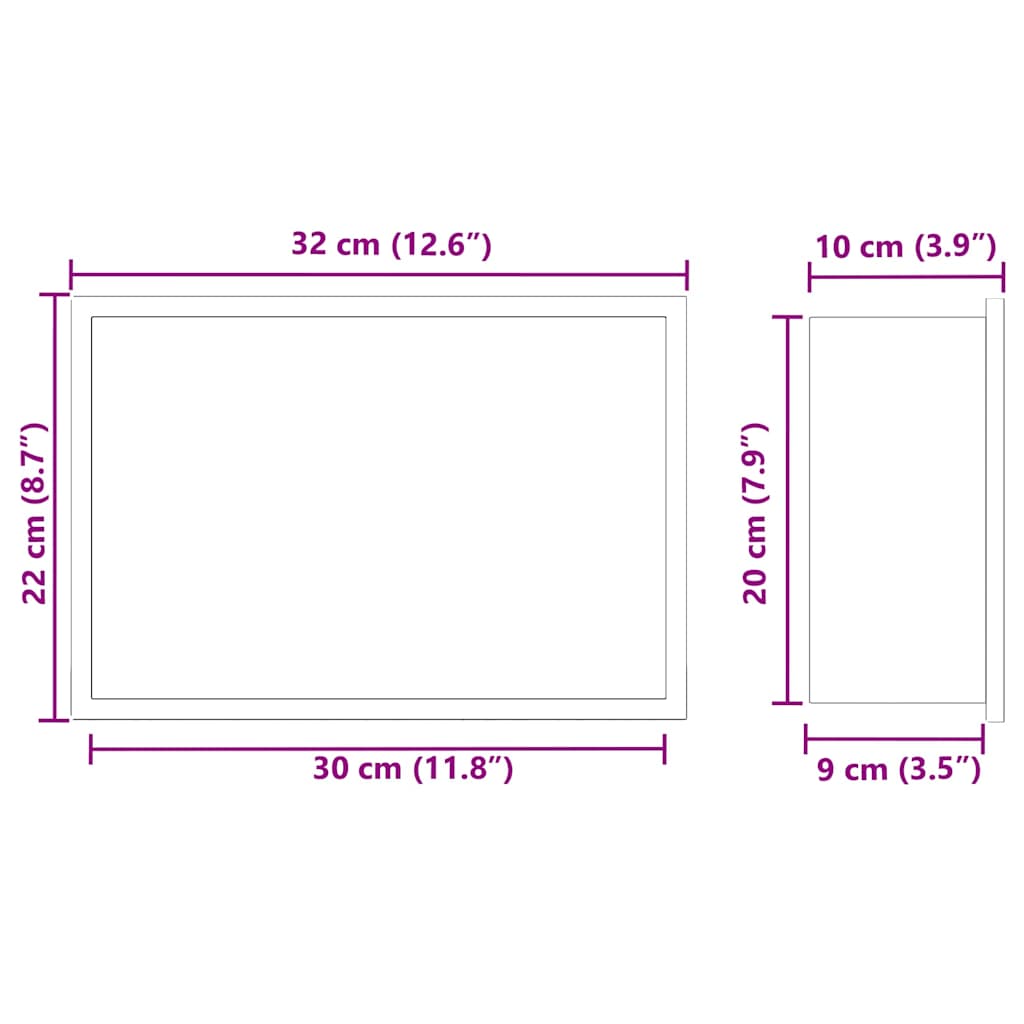 Douche Niche Wit 30 x 20 x 9.5 cm Roestvrij staal