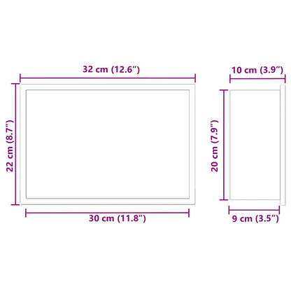Douche Niche Wit 30 x 20 x 9.5 cm Roestvrij staal