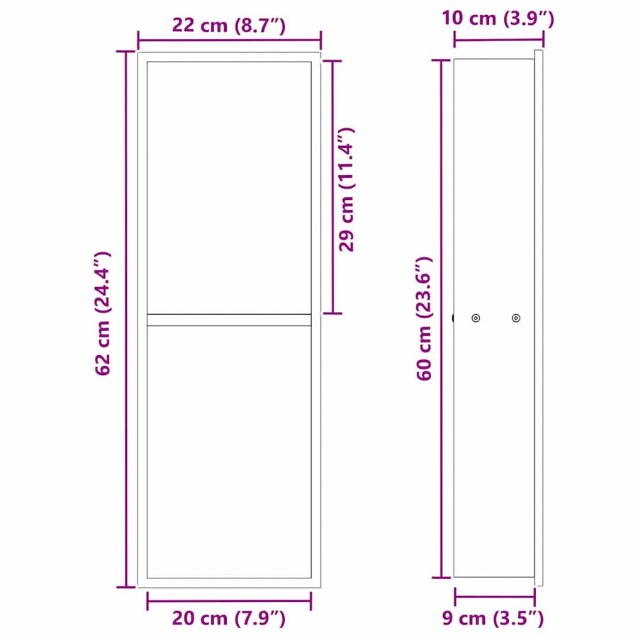 Douche Niche Wit 60 x 20 x 9.5 cm Roestvrij staal