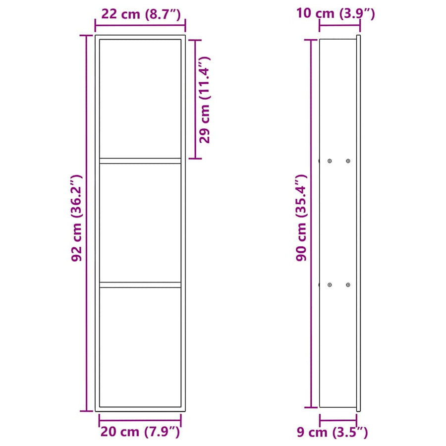 Douche Niche Wit 90 x 20 x 9.5 cm Roestvrij staal
