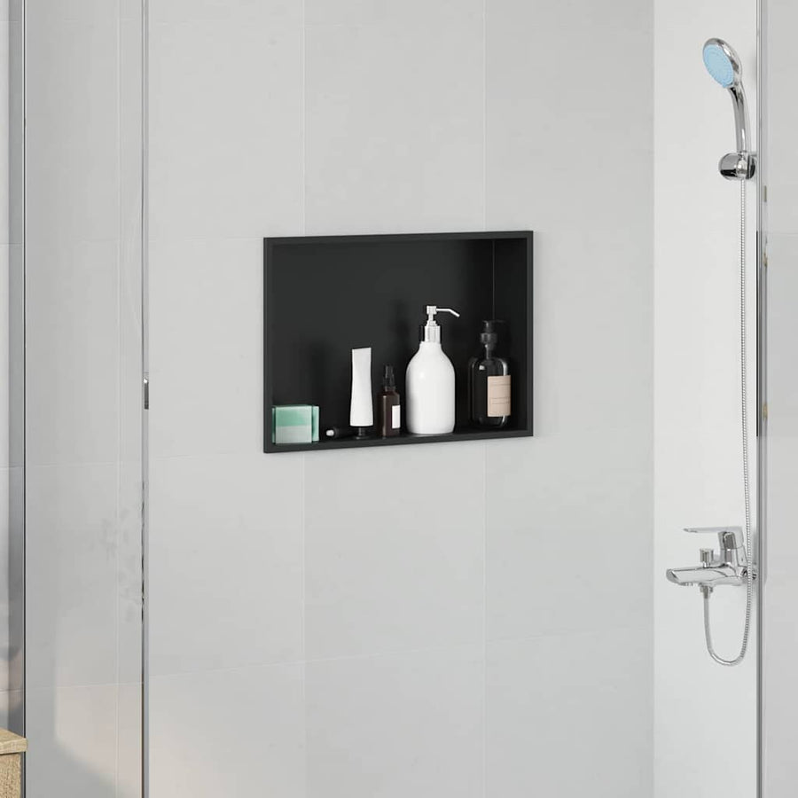 Douche Niche Zwart 45 x 30 x 9.5 cm Roestvrij staal