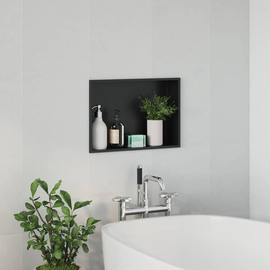 Douche Niche Zwart 45 x 30 x 9.5 cm Roestvrij staal