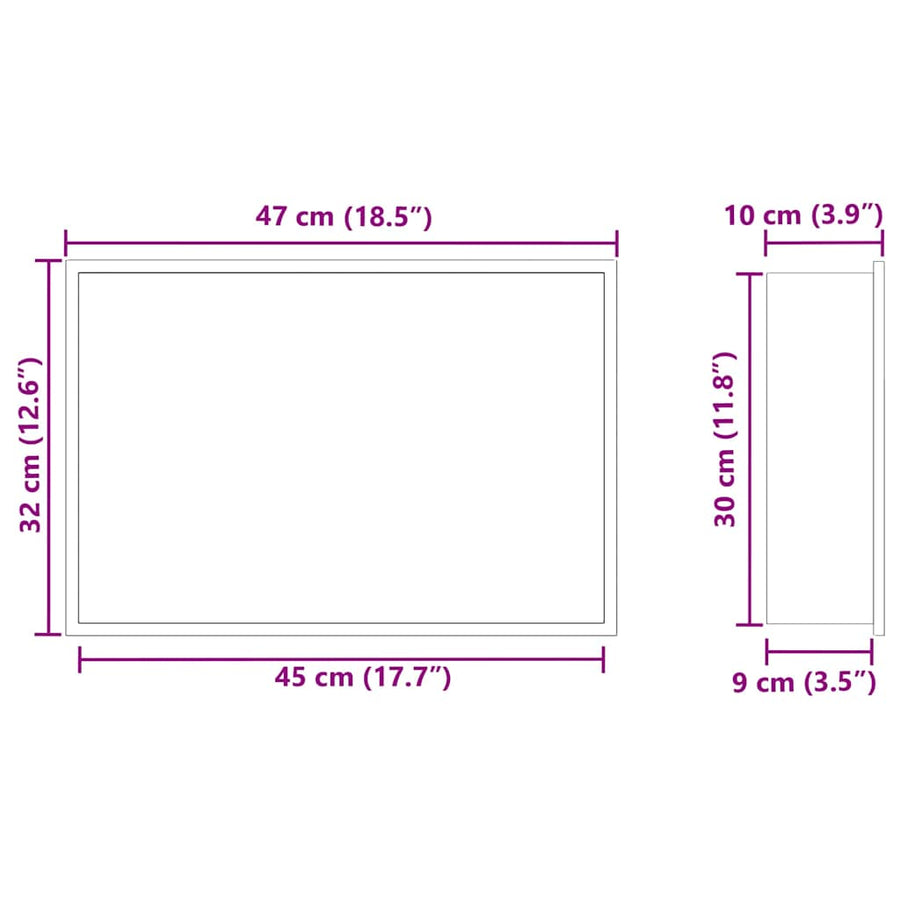 Douche Niche Zwart 45 x 30 x 9.5 cm Roestvrij staal
