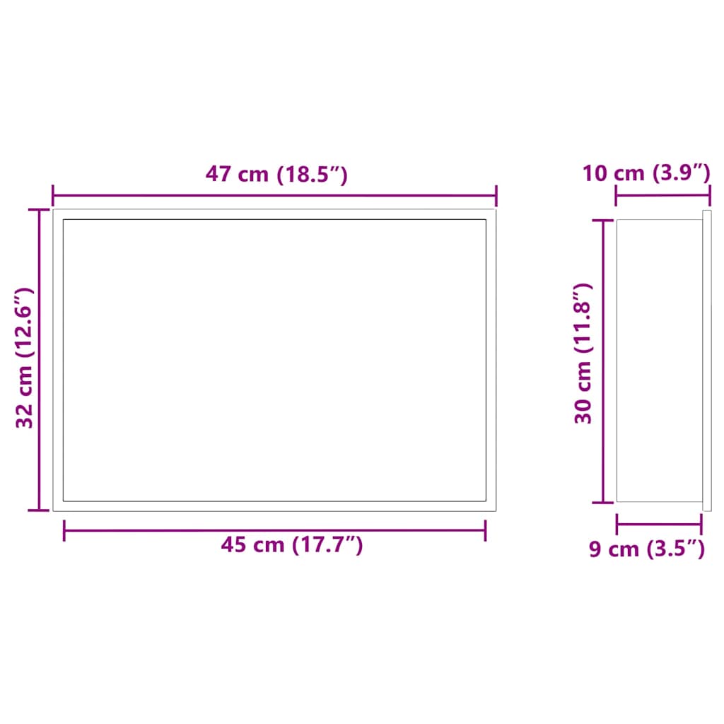Douche Niche Zilver 45 x 30 x 9.5 cm Roestvrij staal