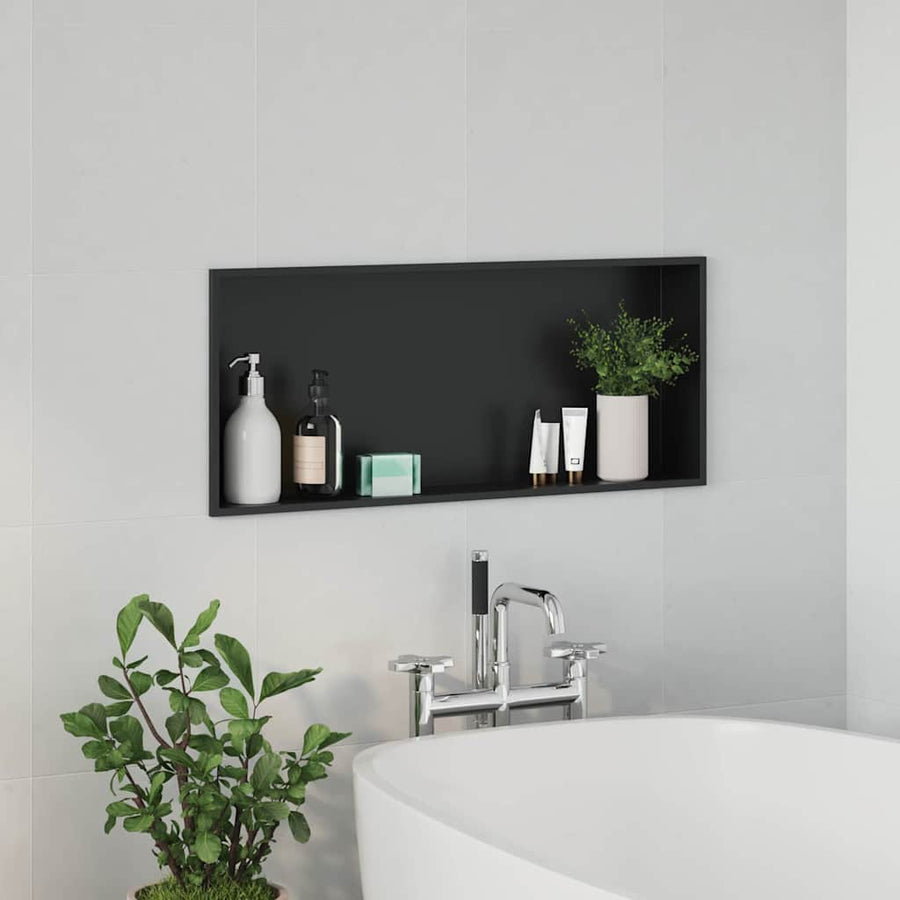 Douche Niche Zwart 75 x 30 x 9.5 cm Roestvrij staal