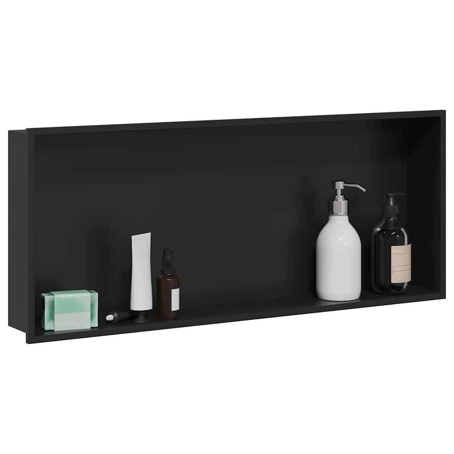 Douche Niche Zwart 75 x 30 x 9.5 cm Roestvrij staal