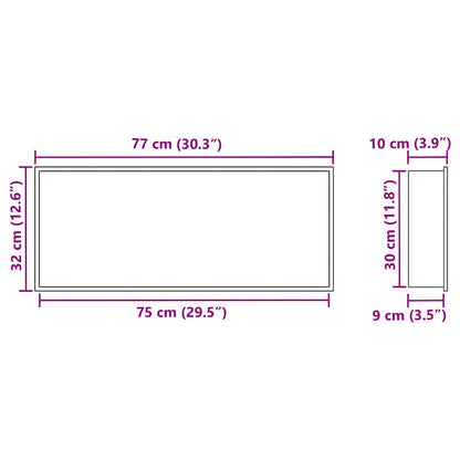 Douche Niche Zwart 75 x 30 x 9.5 cm Roestvrij staal