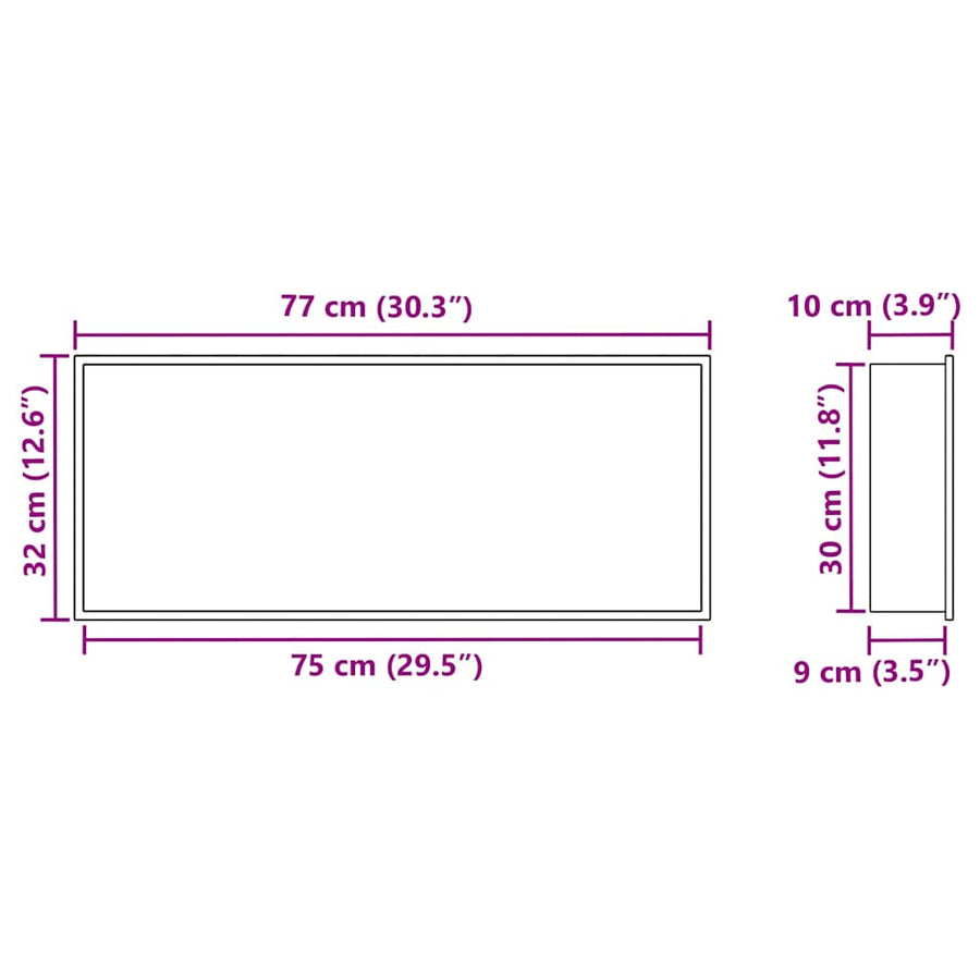 Douche Niche Wit 75 x 30 x 9.5 cm Roestvrij staal